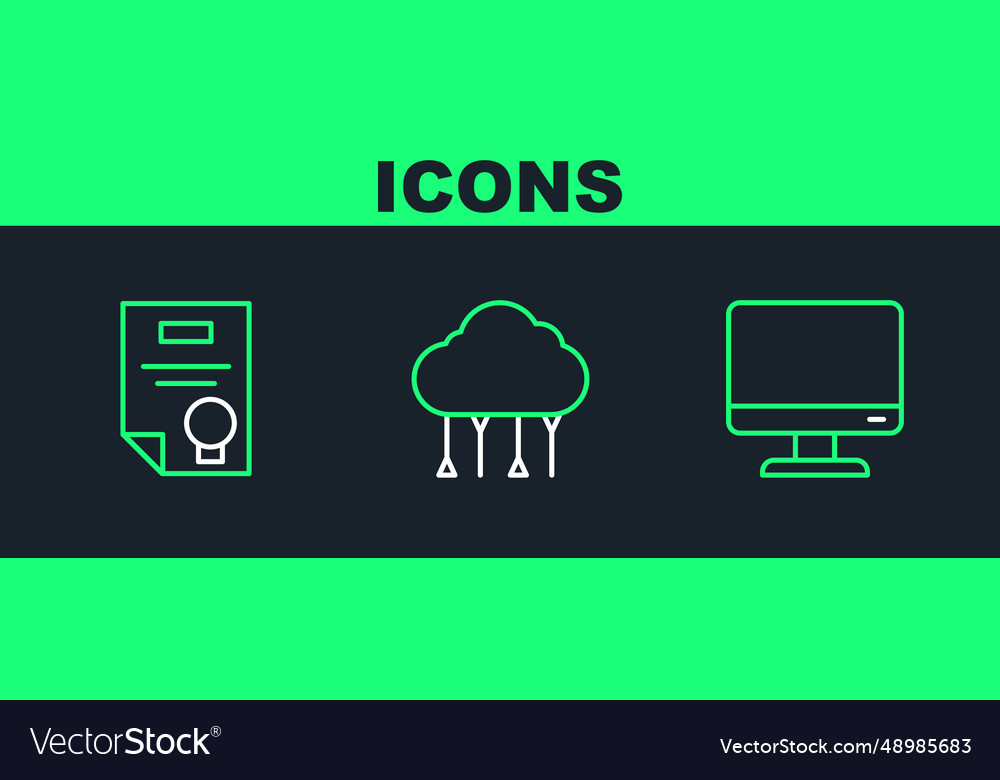 Set line computer monitor screen certificate vector image Set line computer monitor screen certificate