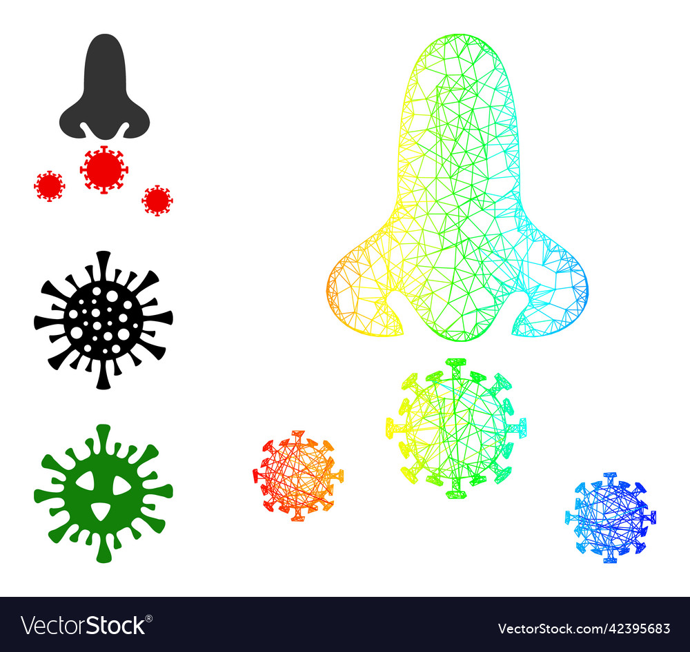 Spectrum gradient net mesh nose viruses icon vector image Spectrum gradient net mesh nose viruses icon