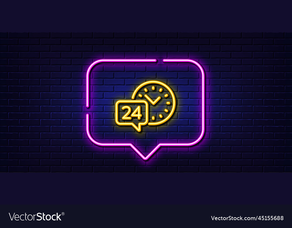 24 Hour Time Service Line Icon Call Support Sign Vector Image 24-hour-time-service-line-icon-call-support-sign-vector-image
