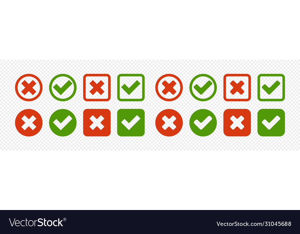 Check and cross mark set isolated icon in flat vector image Check and cross mark set isolated icon in flat
