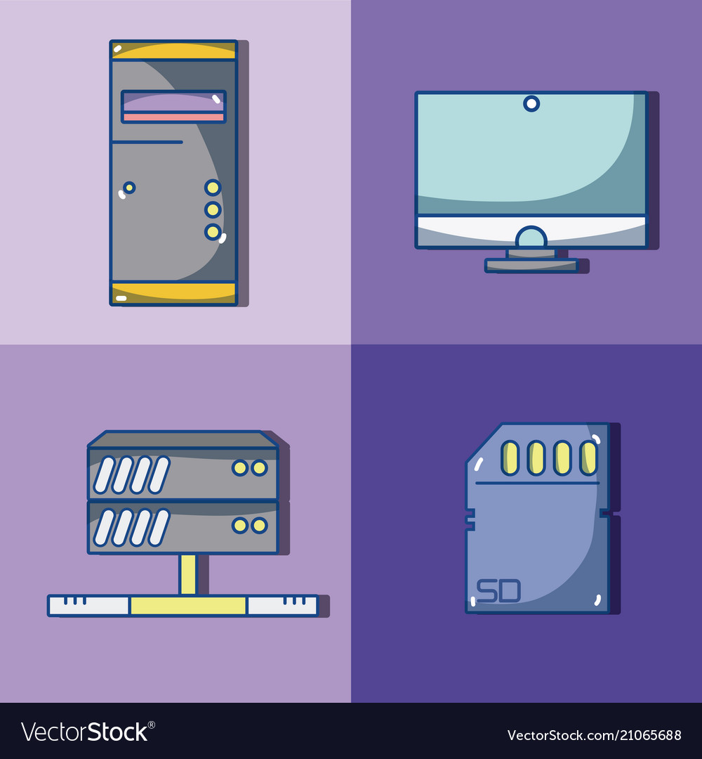 Computer hardware elements Royalty Free Vector Image