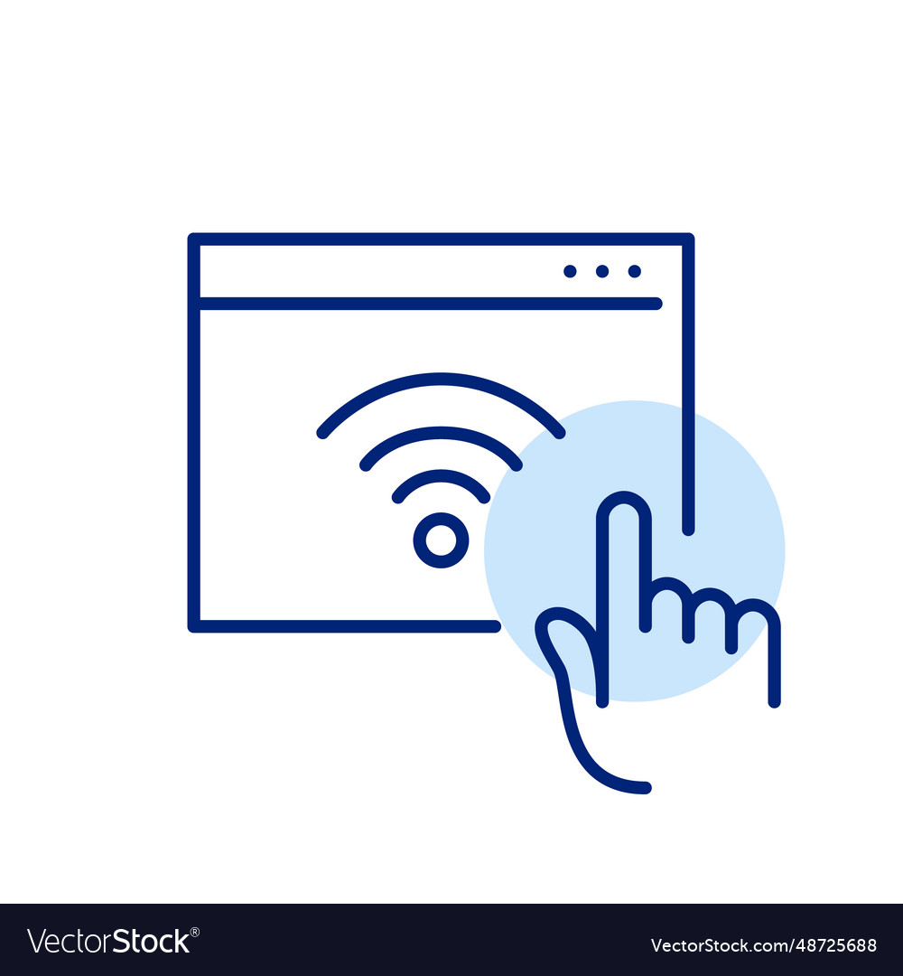 Connection to wifi on your browser finger tapping Vector Image Connection to wifi on your browser finger tapping