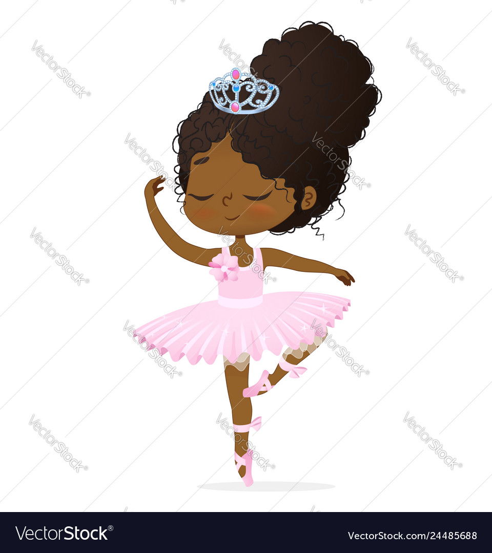 Cute african princess bagirl ballerina dance Vector Image