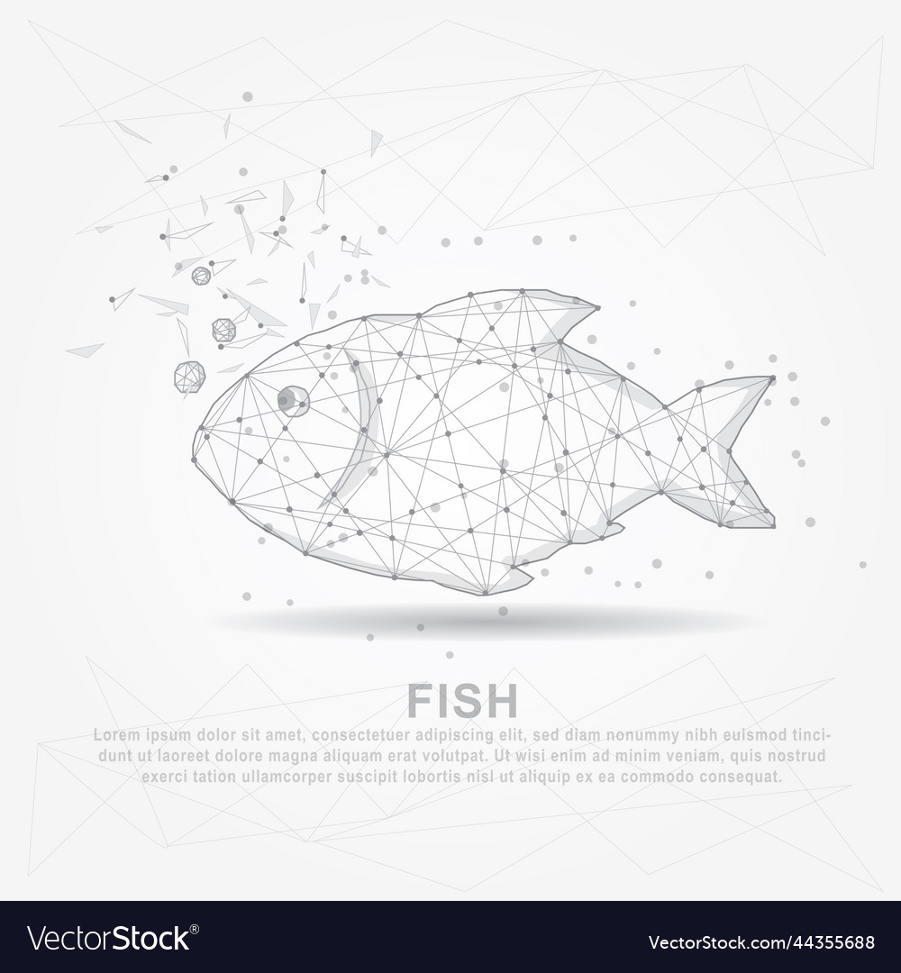 Fish digitally drawn in the form of broken a part vector image Fish digitally drawn in the form of broken a part