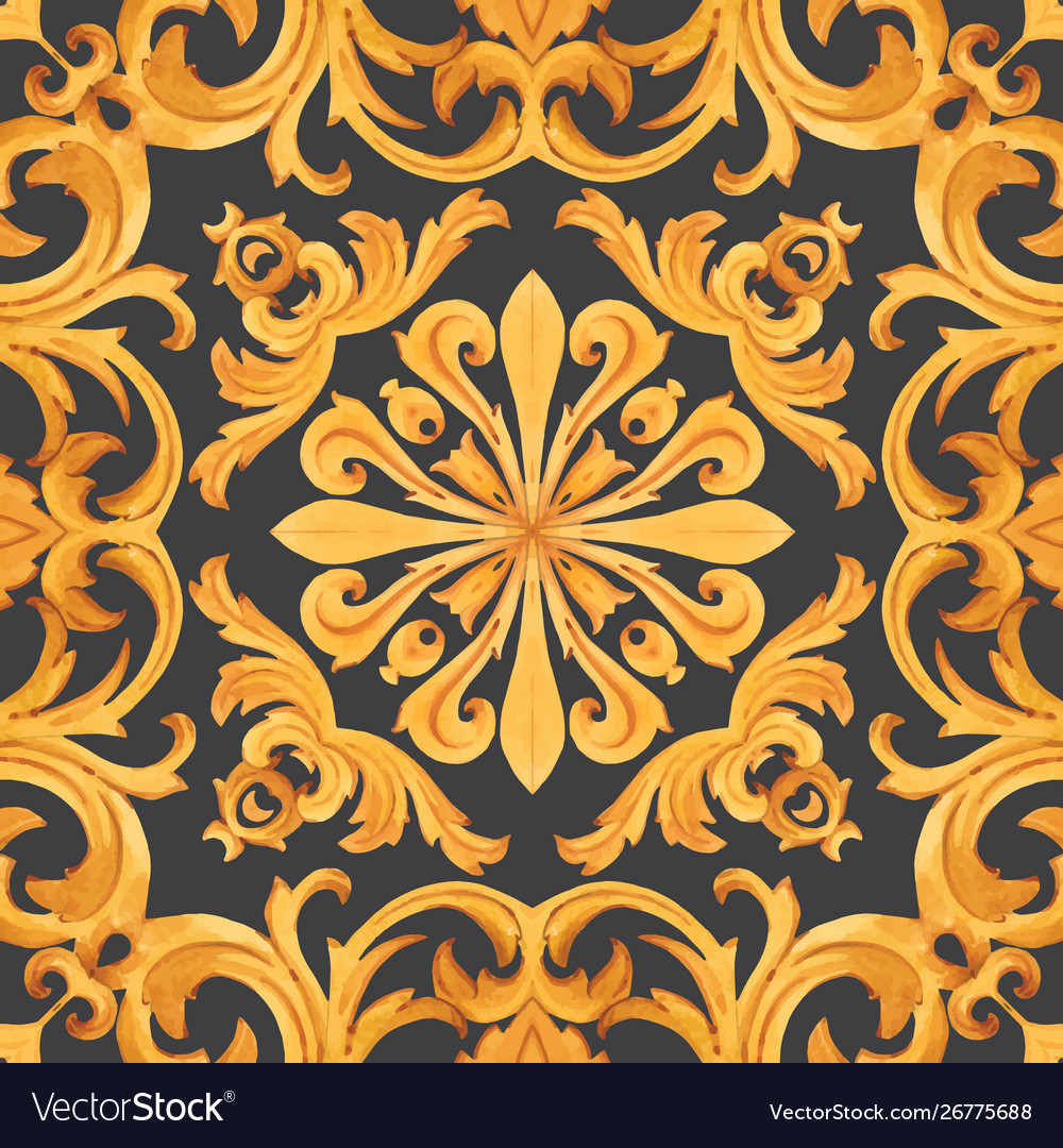 Golden baroque rich luxury pattern vector image Golden baroque rich luxury pattern