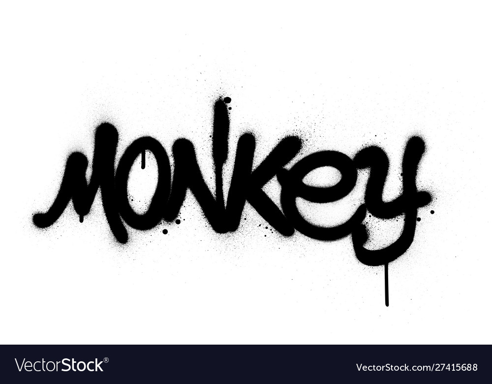 Graffiti monkey word sprayed in black over white Vector Image