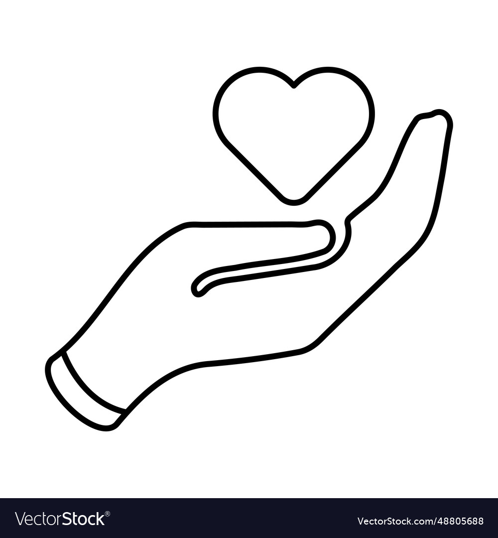 Hand nehmen Herz Symbol der Pflege Liebe Nächstenliebe vector image Hand nehmen Herz Symbol der Pflege Liebe Nächstenliebe