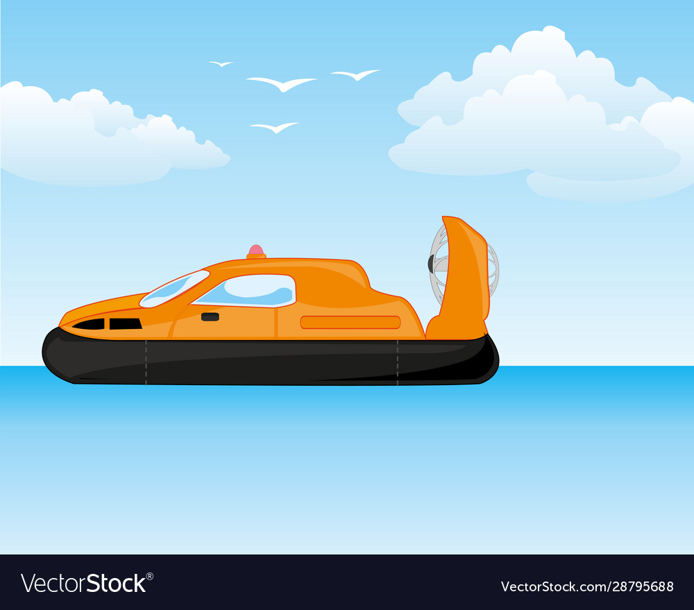 Hovercraft on background nature seaborne