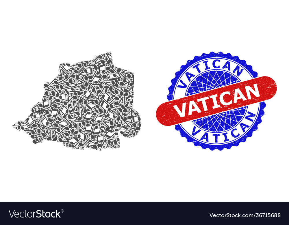 Music notation pattern for vatican map and bicolor vector image Music notation pattern for vatican map and bicolor