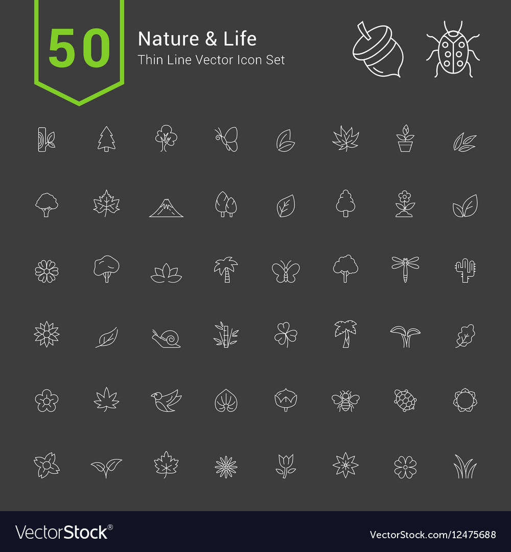 Nature and Life Thin Icon Set Royalty Free Vector Image