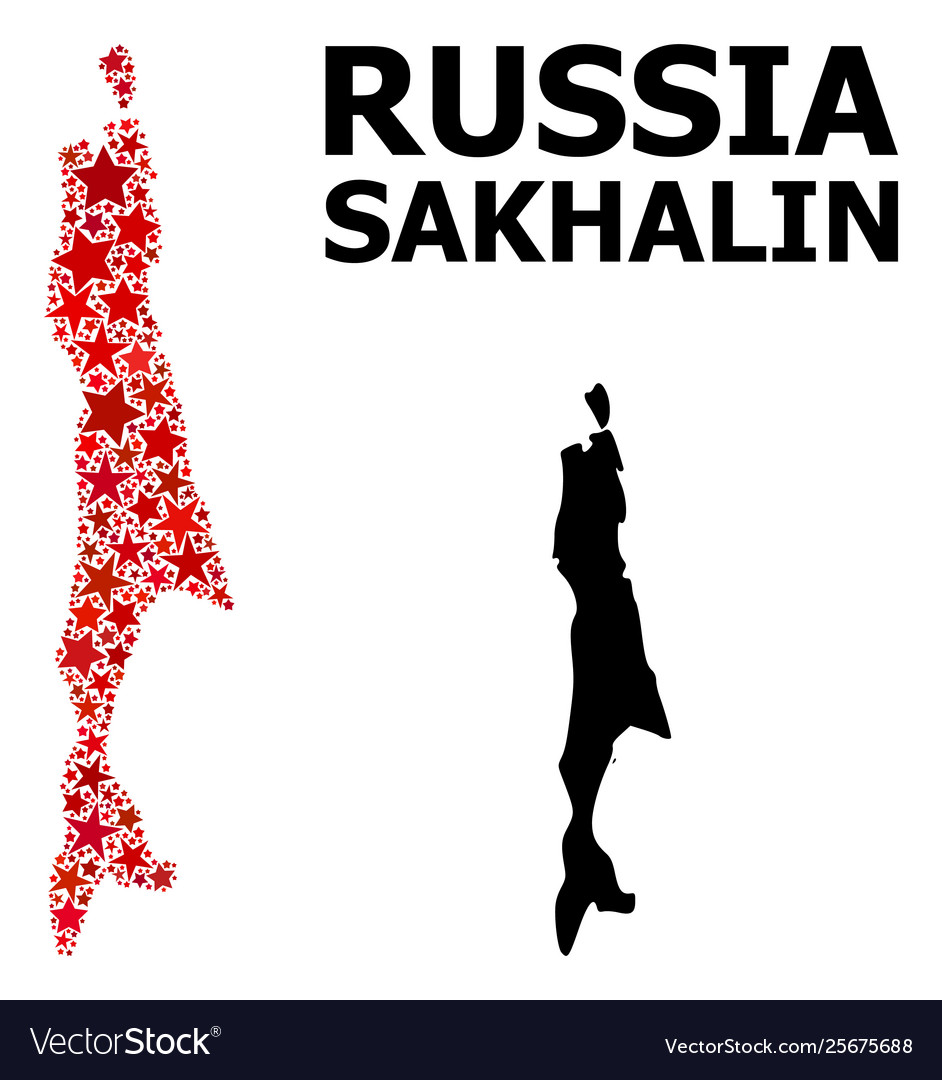Red star pattern map sakhalin island