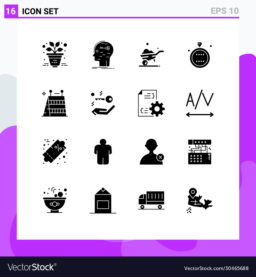 Set 16 commercial solid glyphs pack
