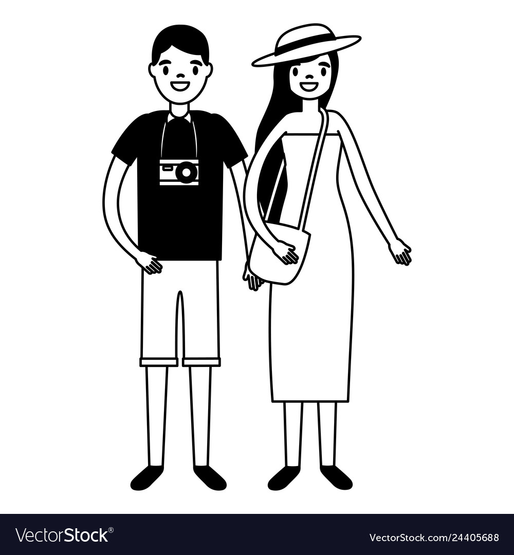 Tourist couple with bag and camera