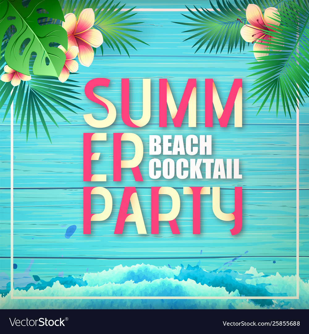 Typography summer beach cocktail party poster Vector Image