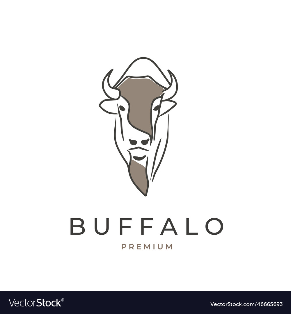 Buffalo Kopf lineares Logo vector image Buffalo Kopf lineares Logo