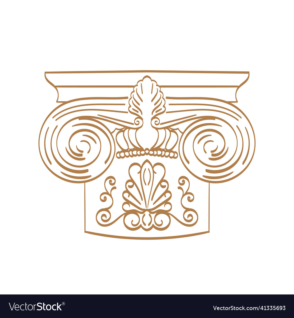 Classical column architecture element hand drawn