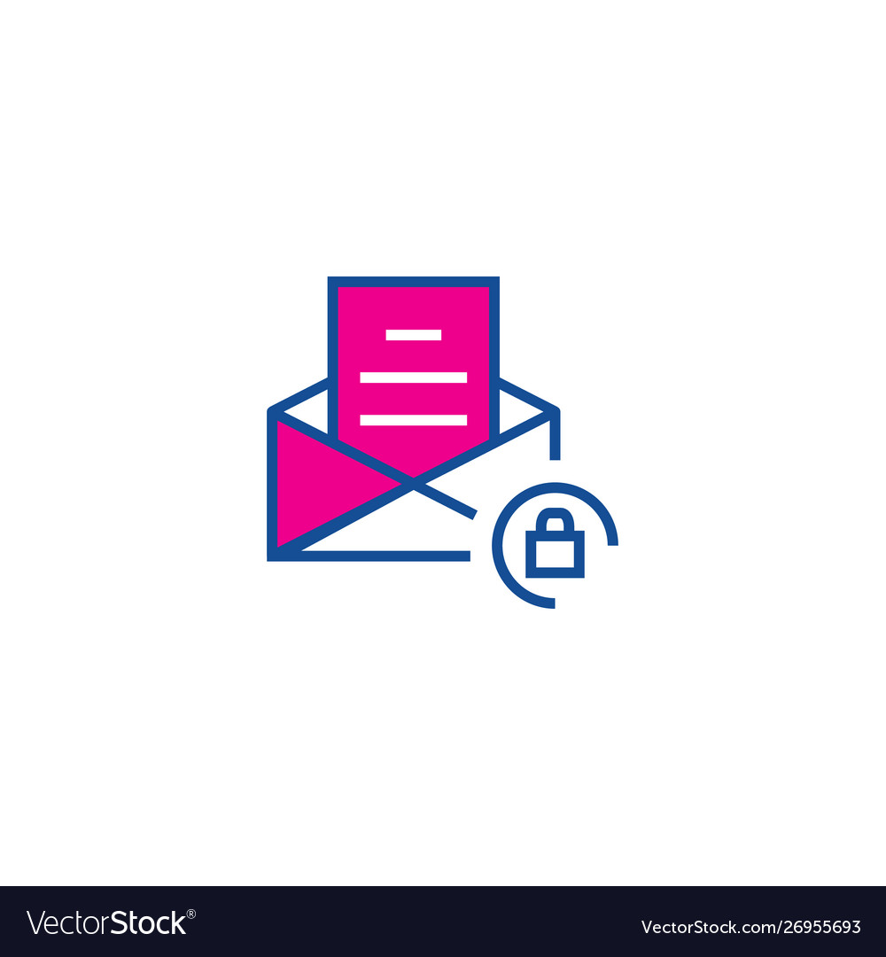Crypted mail thin line color icon for web vector image Crypted mail thin line color icon for web