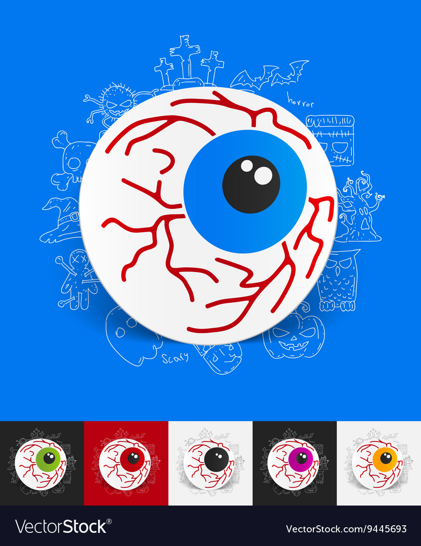 Eye paper sticker with hand drawn elements