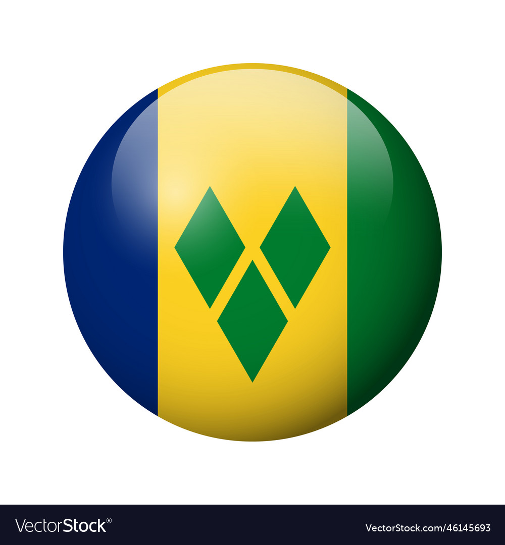 Glossy circle badge flag of saint vincent vector image Glossy circle badge flag of saint vincent