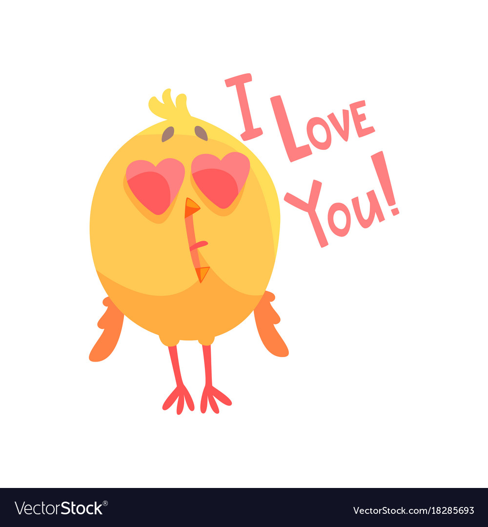 I love you funny cartoon comic chicken with heart Vector Image