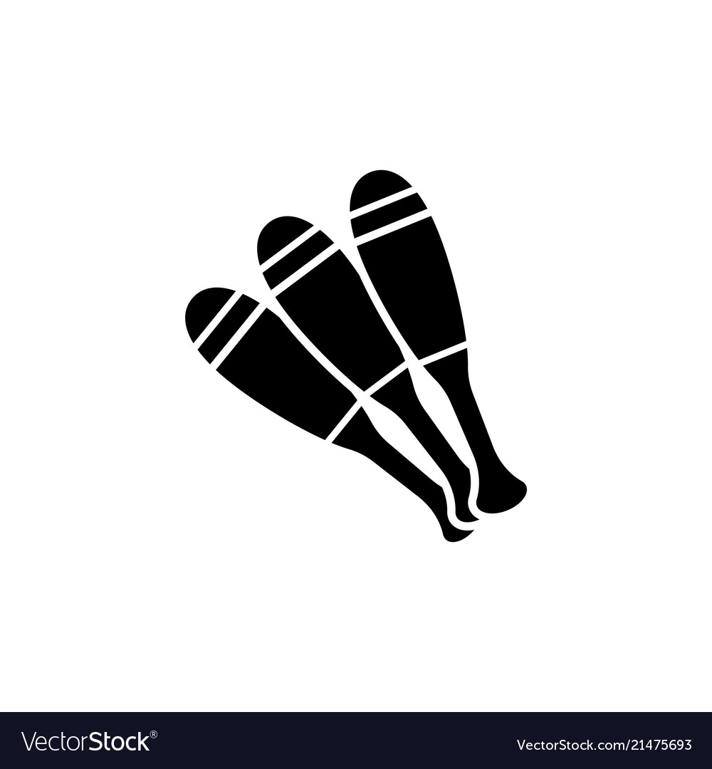 Juggling clubs circus skittles flat icon Vector Image