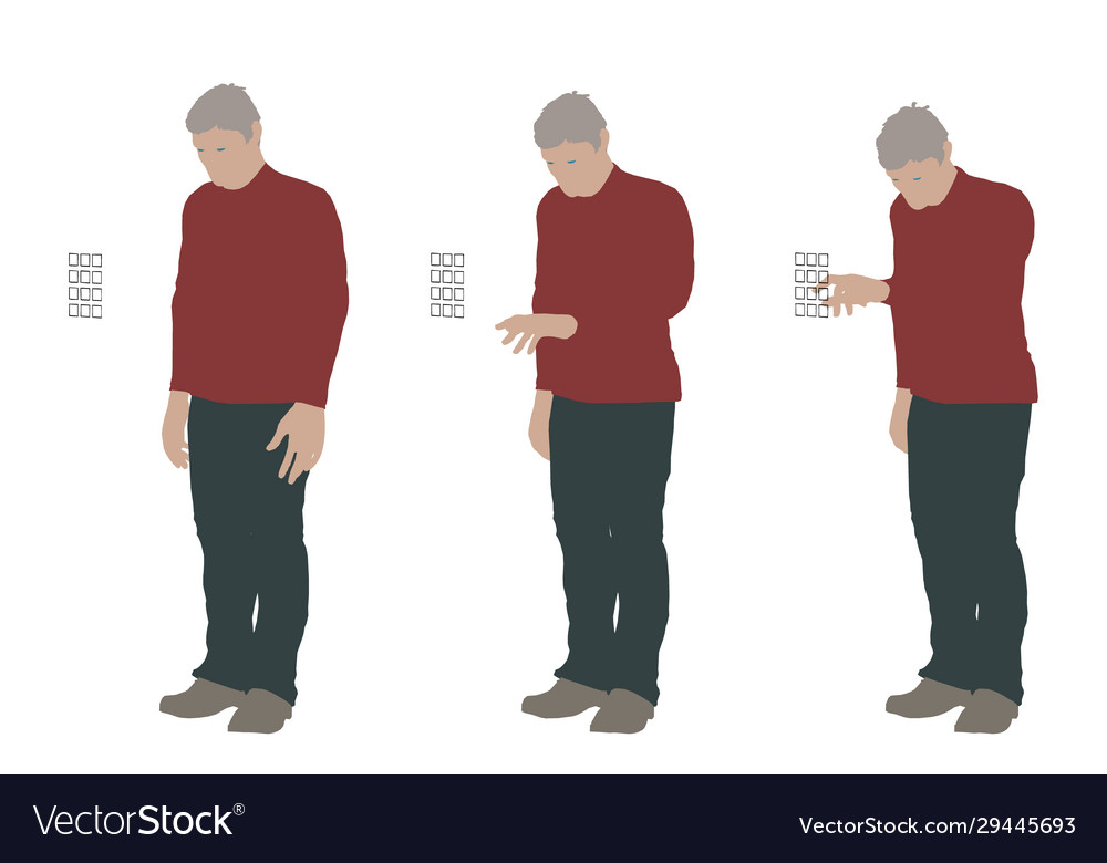 Man entering pin code isolated on white vector image Man entering pin code isolated on white