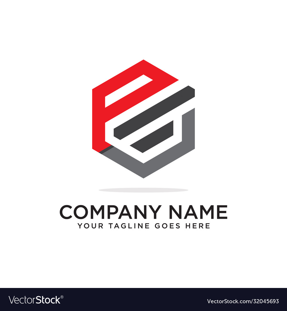 P and l hexagonal logo design template initial