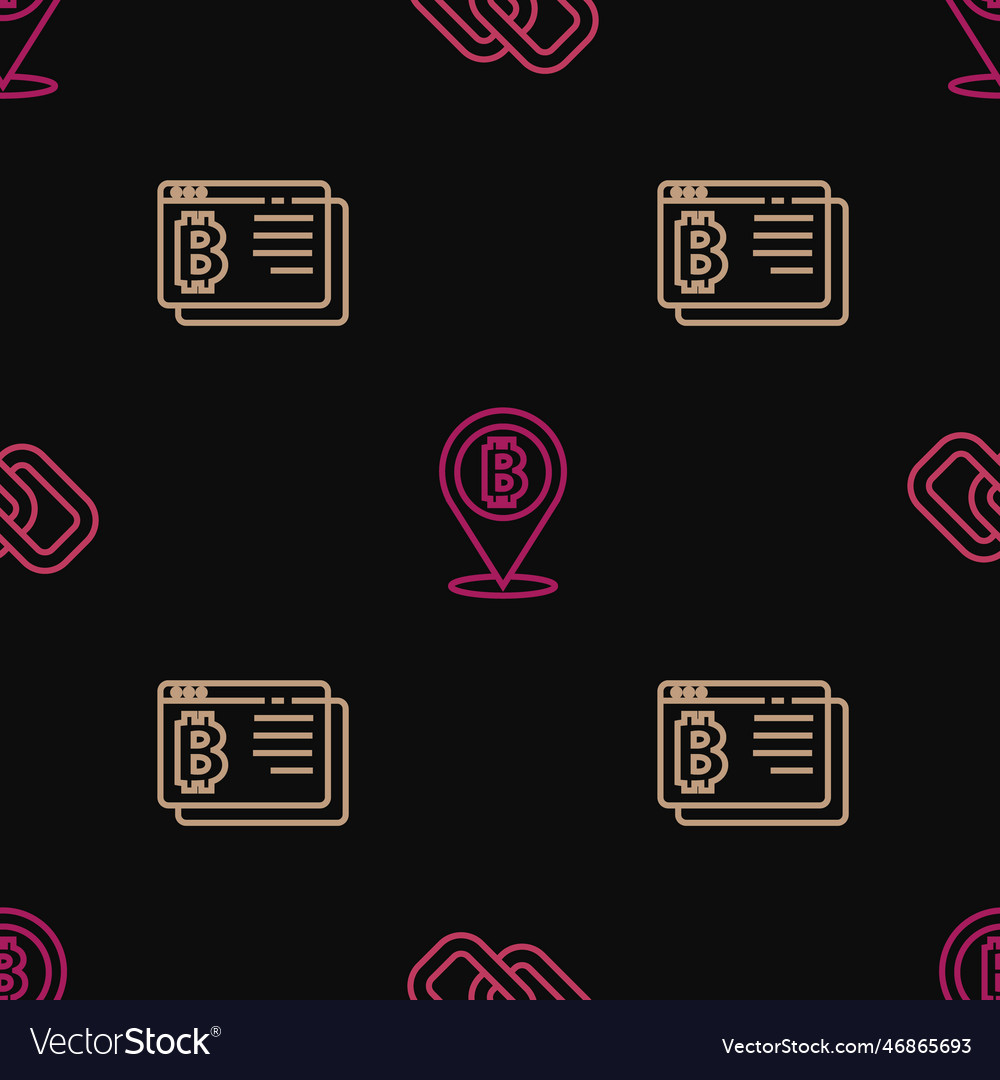 Set line chain link bitcoin browser vector image Set line chain link bitcoin browser