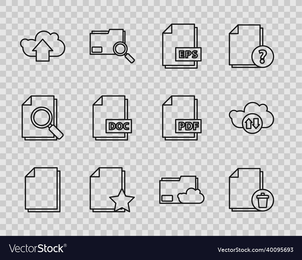 Set line document delete file eps vector image Set line document delete file eps