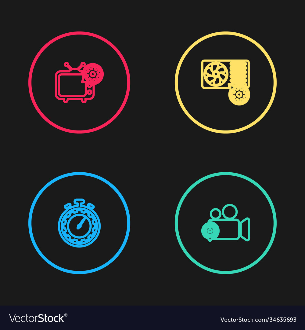 Set line time management setting video camera vector image Set line time management setting video camera