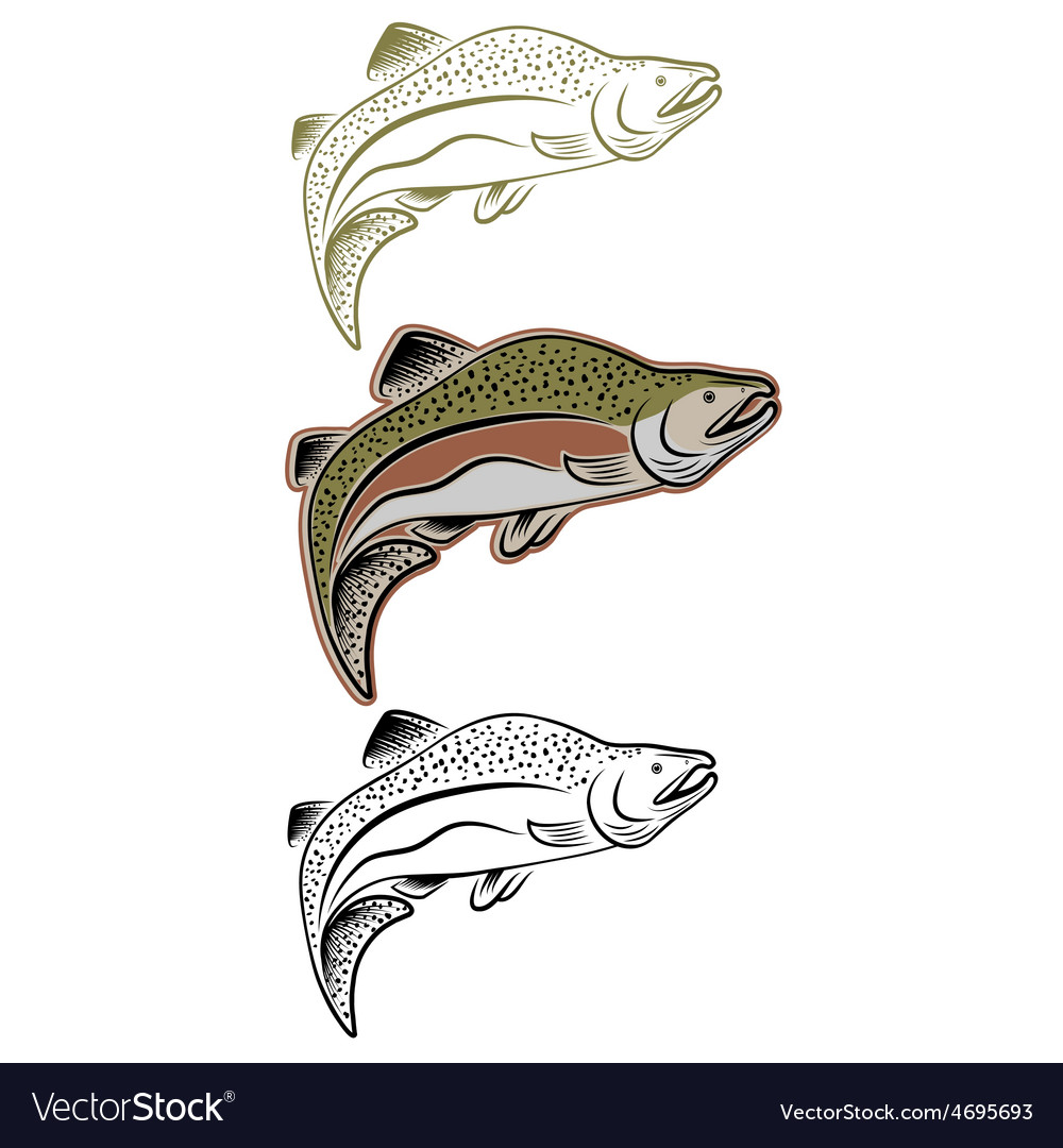 Set of jumping salmon