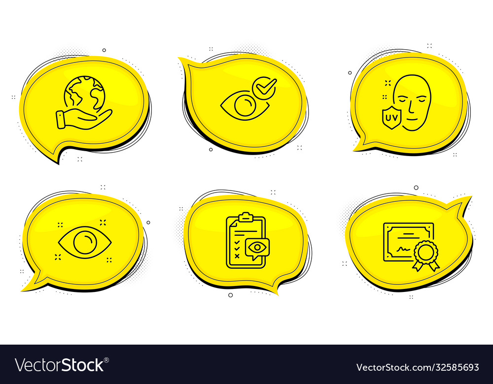 Uv protection eye checklist and check icons