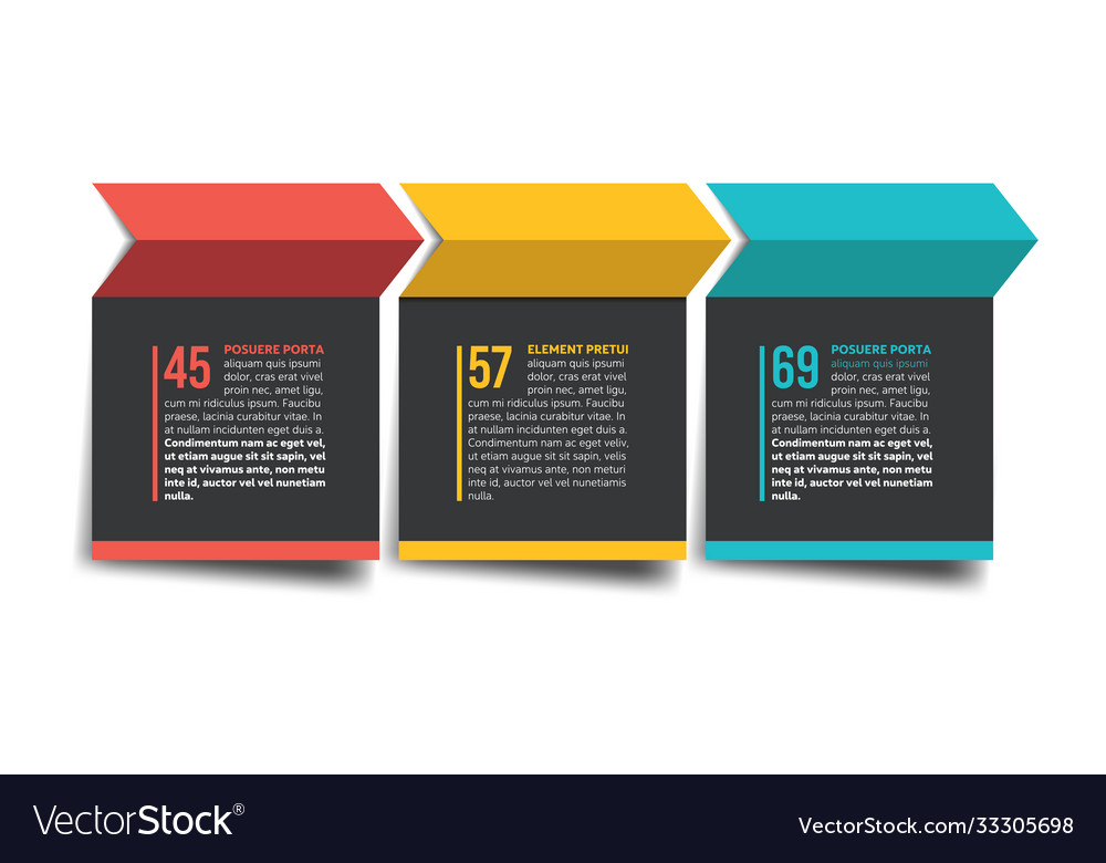 3 steps arrow tutorial chart diagram one two vector image 3 steps arrow tutorial chart diagram one two