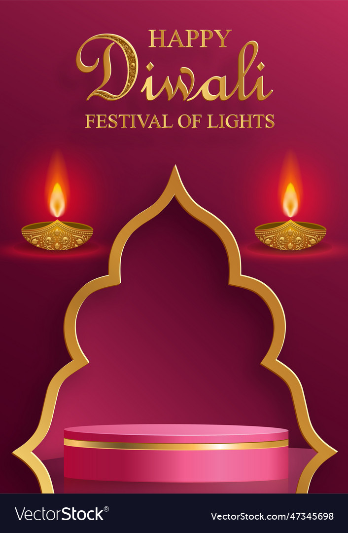 3d podium round stage style for diwali deepavali Vector Image