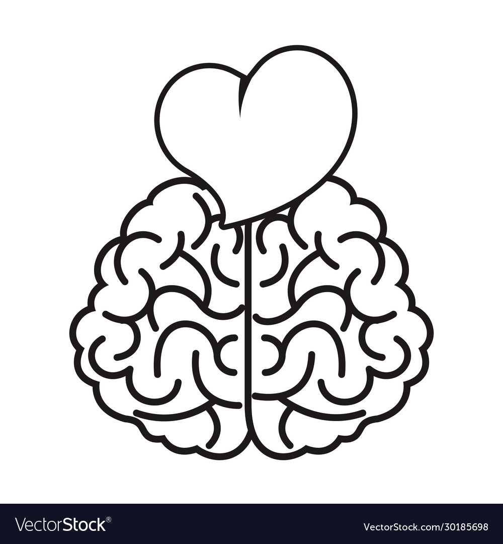 Brain with heart love icon