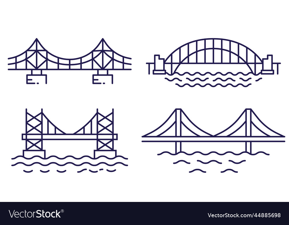 Bridge Line Art Icons - String Bridges