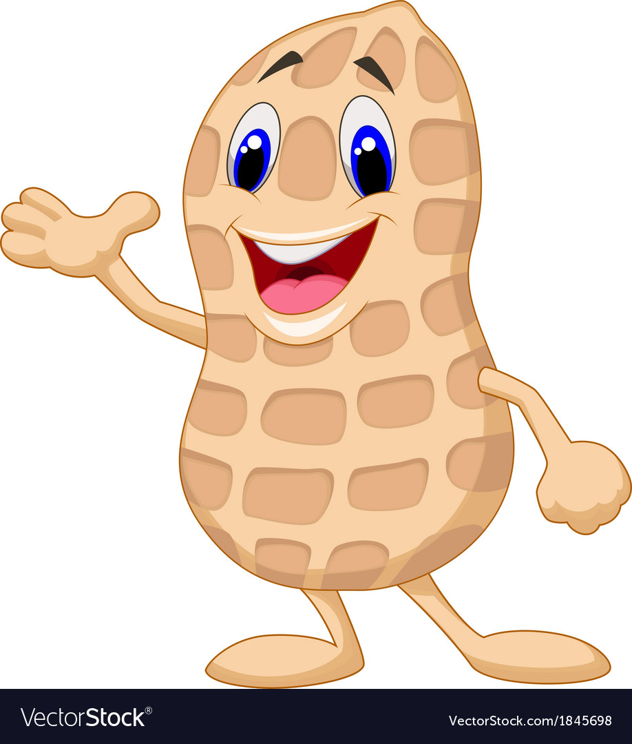 Cute peanut cartoon presenting Royalty Free Vector Image