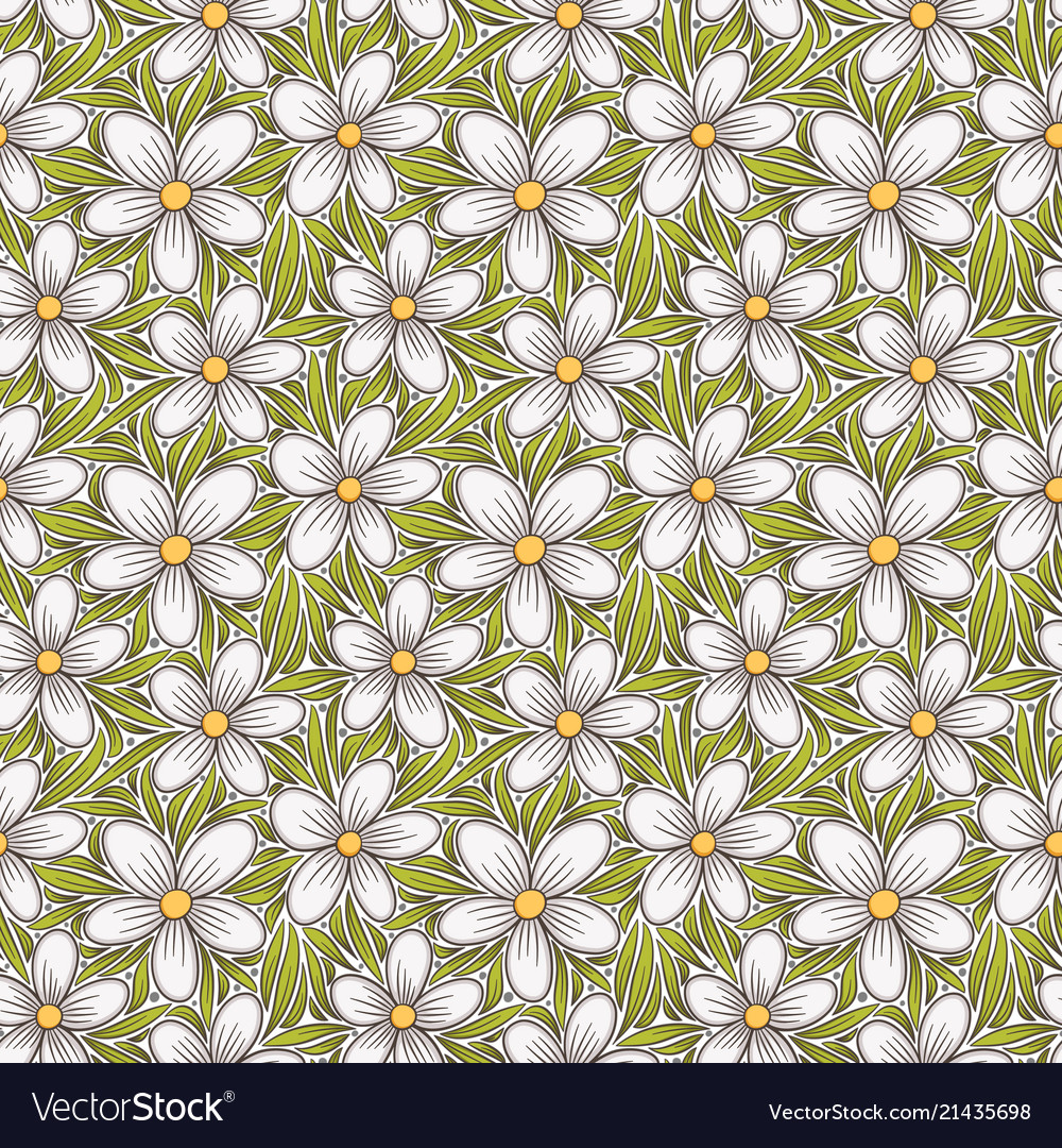 Decorative floral seamless pattern hand drawn