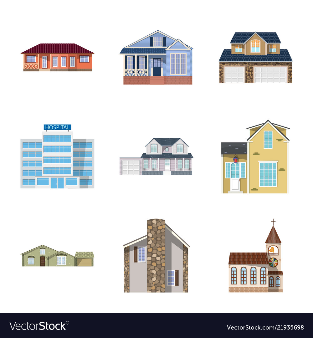 Design of building and front icon set vector image Design of building and front icon set