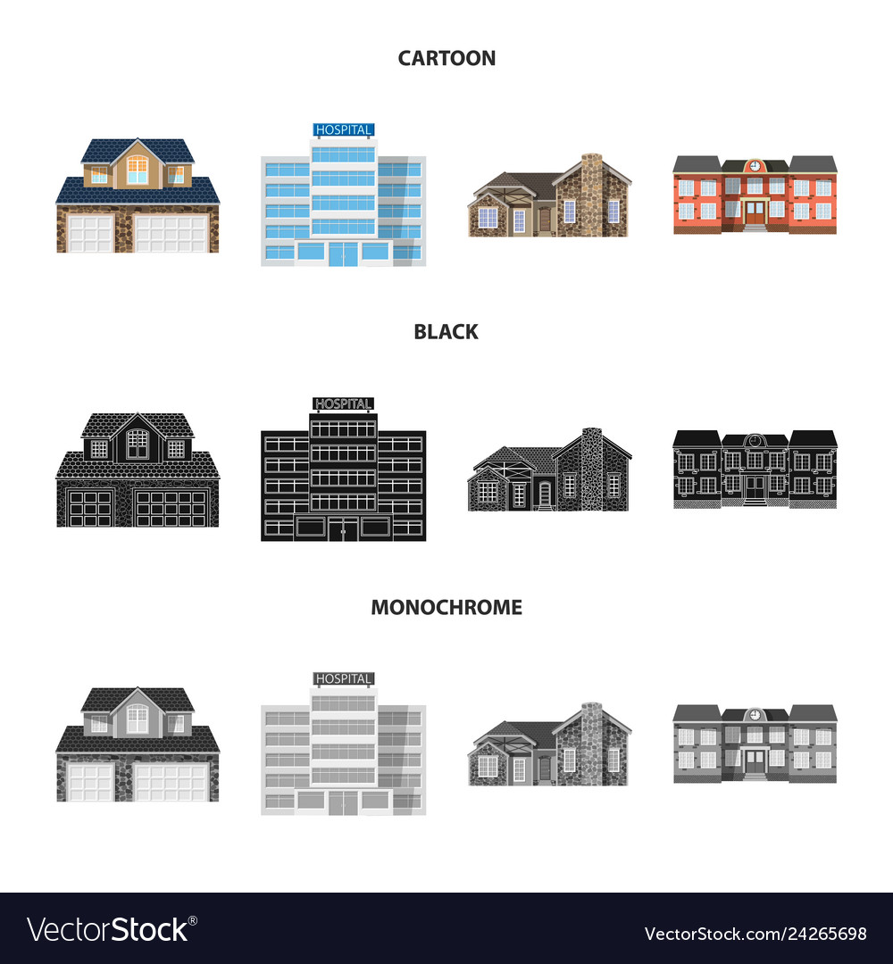 Design of building and front sign set vector image Design of building and front sign set