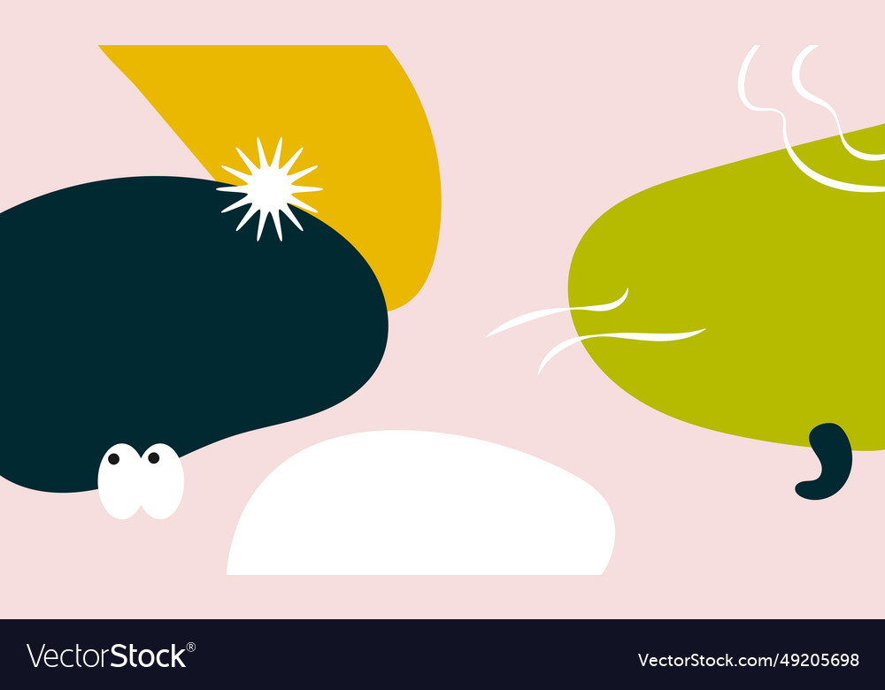 Flat abstract hand drawn shapes line background
