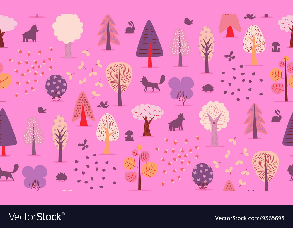 Forest trees seamless pattern