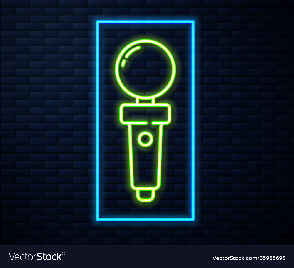 Glowing neon line joystick for arcade machine icon