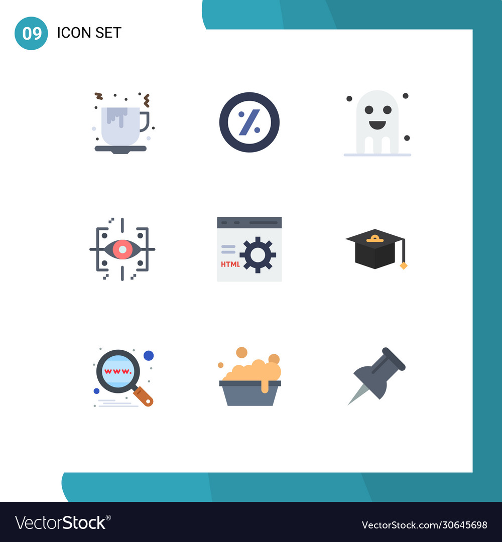 Group 9 modern flat colors set for coding gen