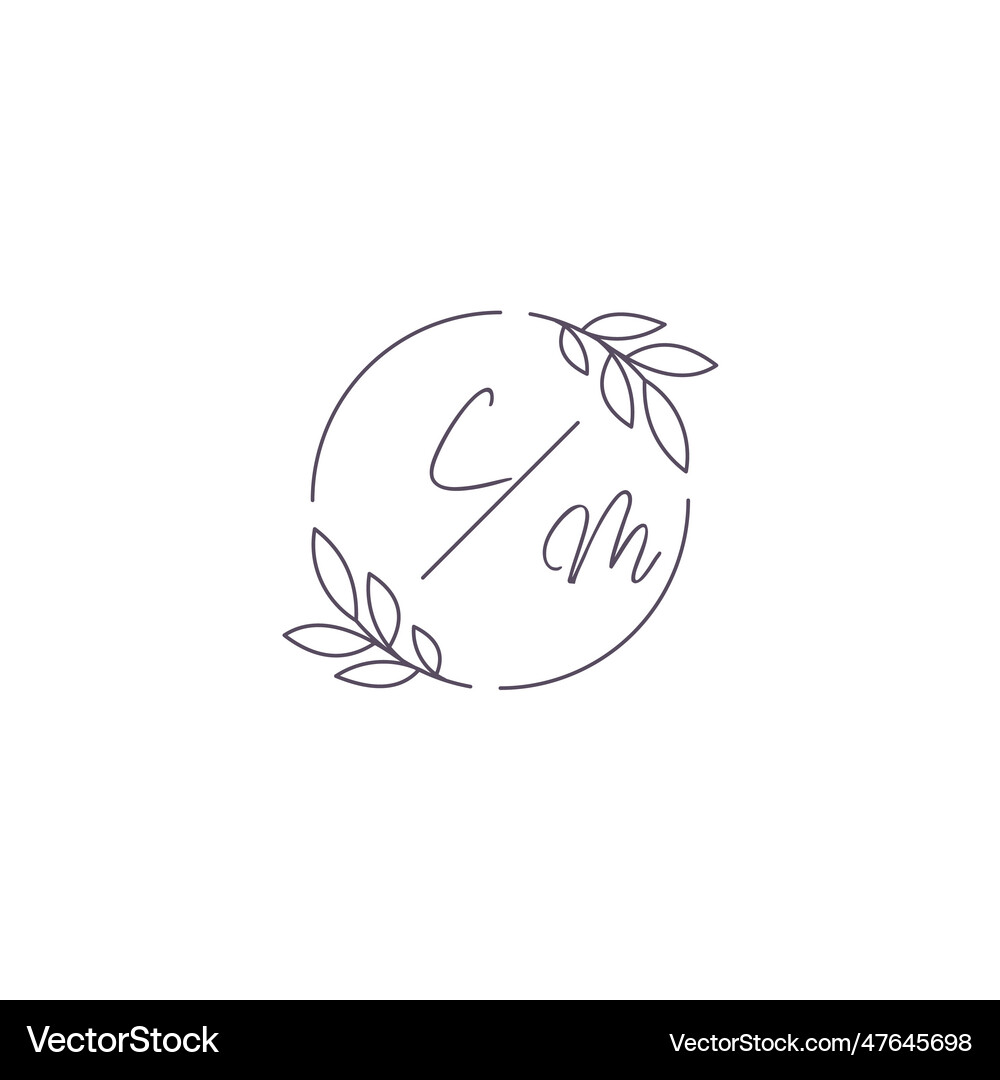 Initials cm monogram wedding logo with simple Vector Image