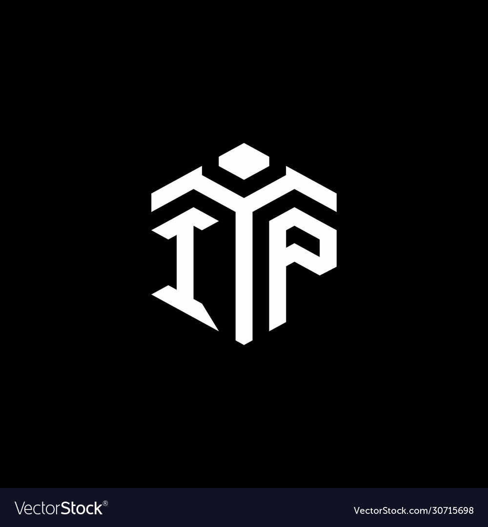 Ip monogram logo with abstract hexagon style