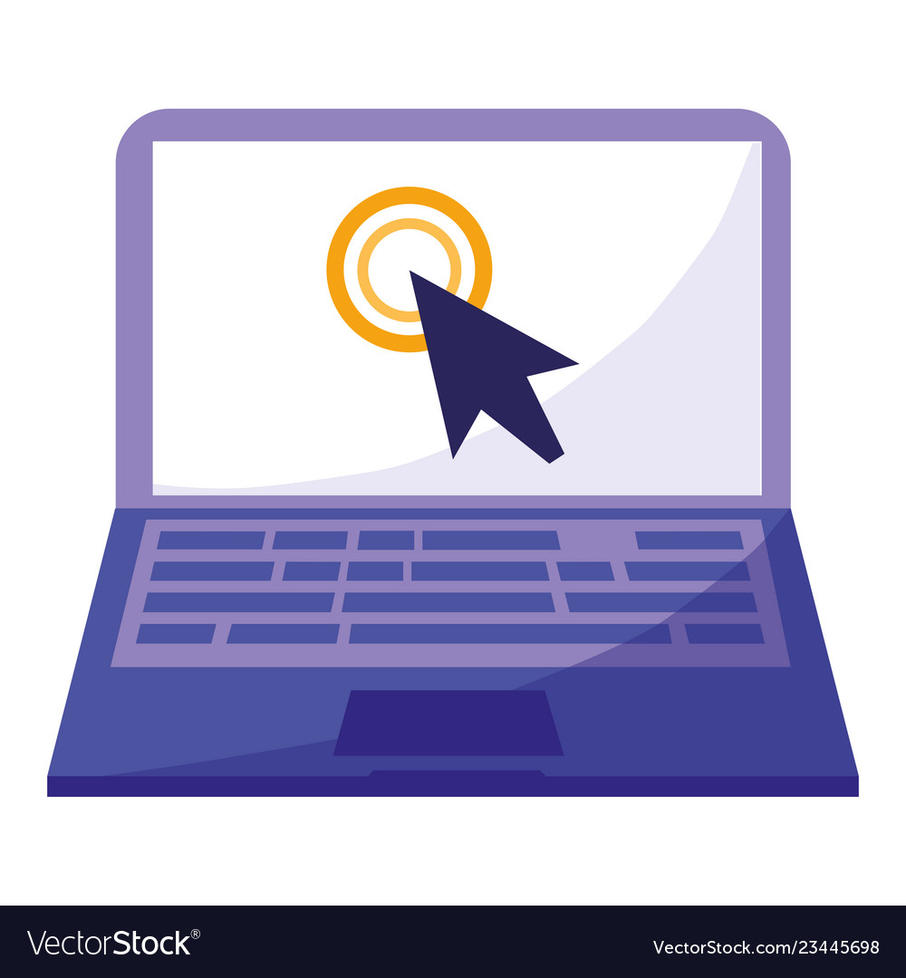 Laptop computer with arrow cursor Vector Image Laptop computer with arrow cursor