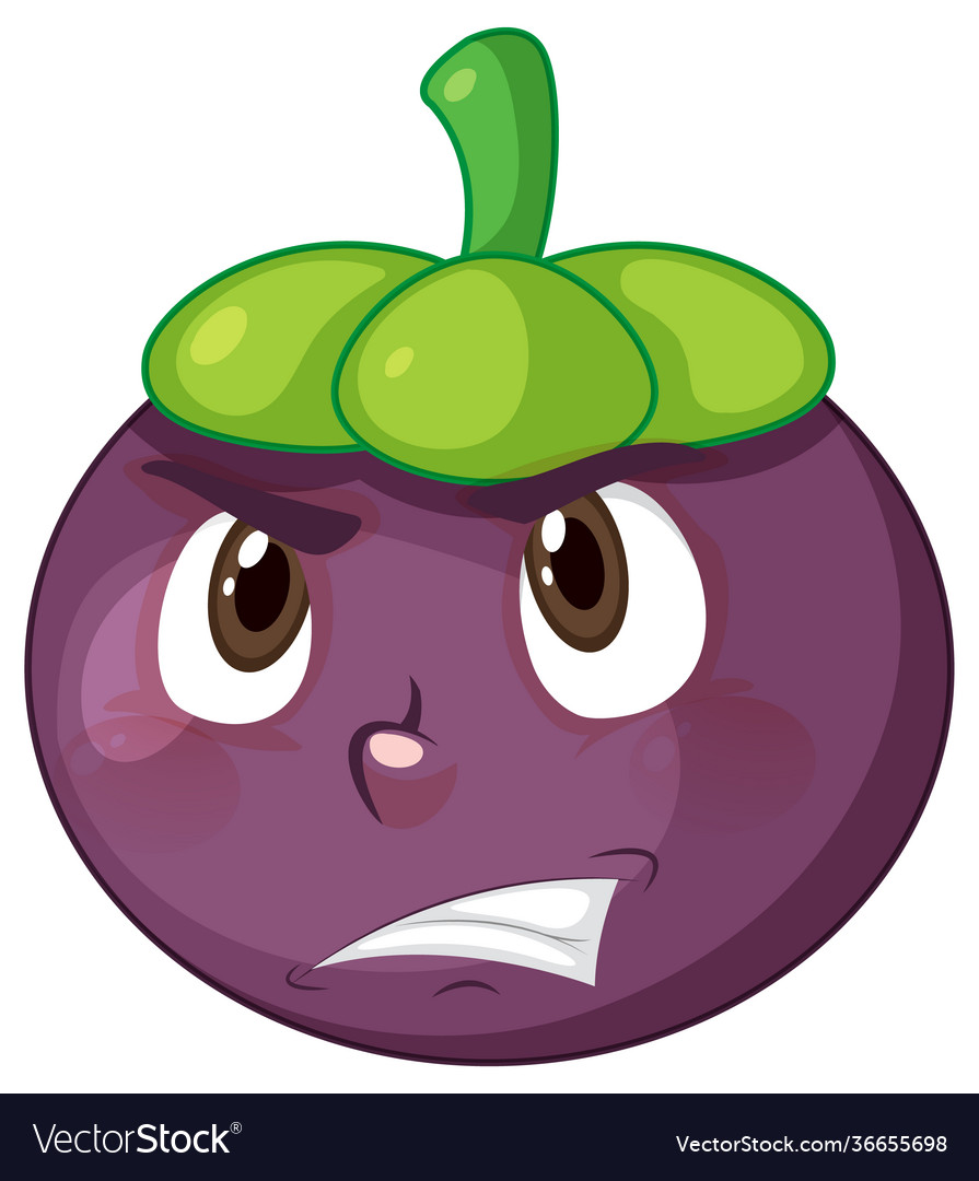 Mangosteen cartoon character with facial