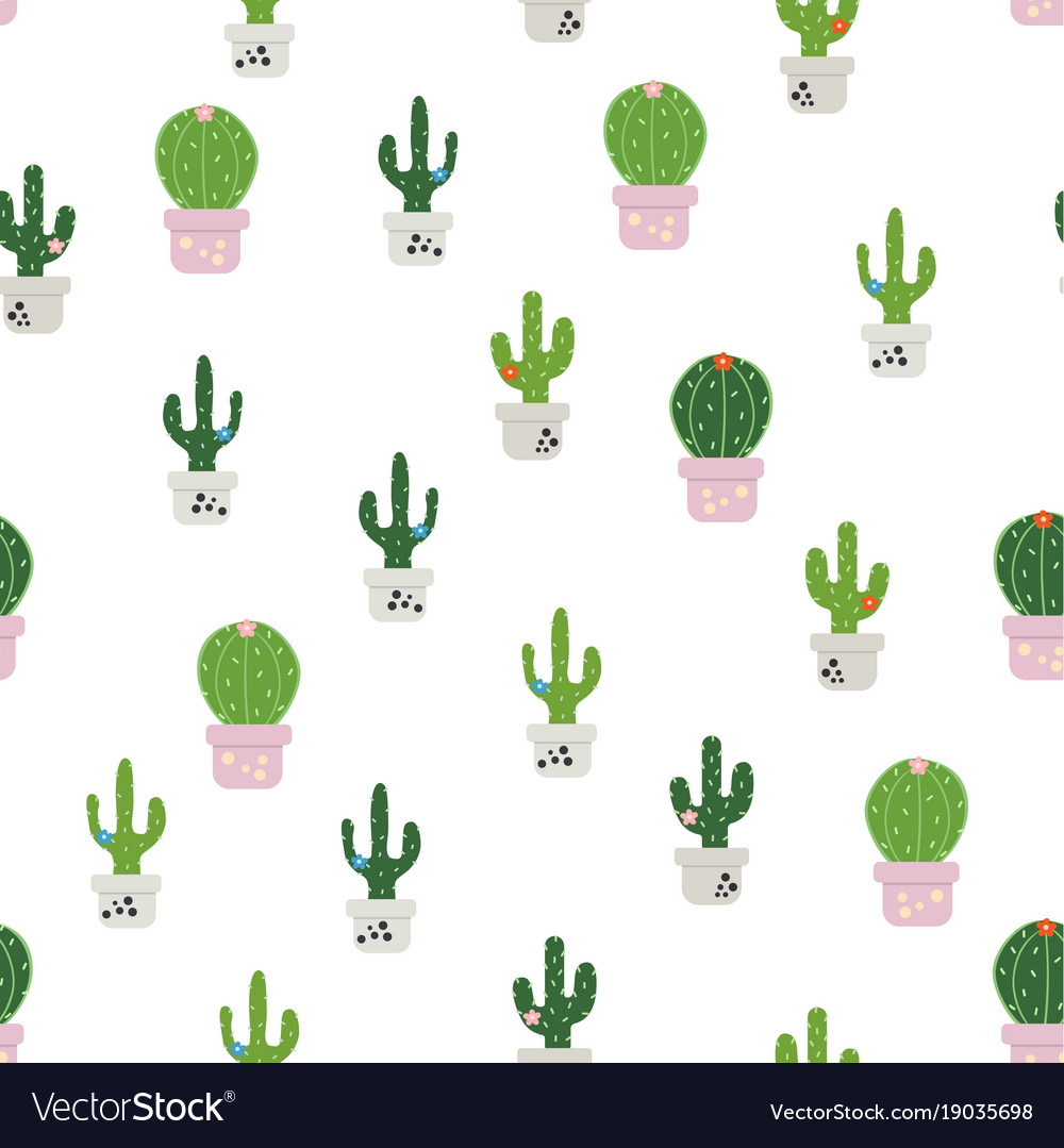 Pattern with colorful cactus