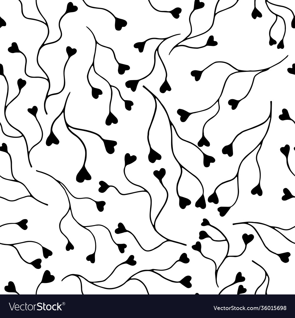 Seamless pattern with branch heart elements vector image Seamless pattern with branch heart elements